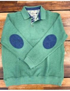 Sweat col boutonné vert