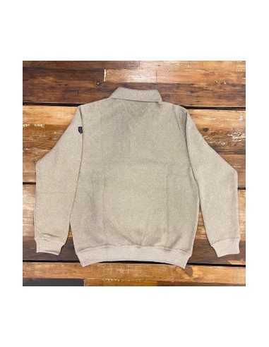 Sweat col boutonné beige