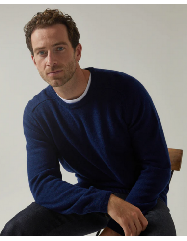 pull Alan Paine col rond indigo