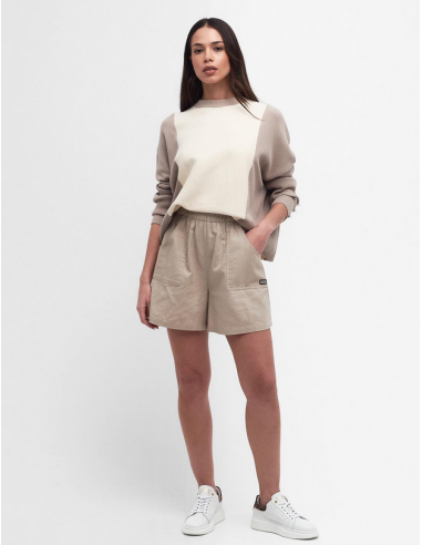 PULL BARBOUR FEMME HAMILTON RAYE BEIGE