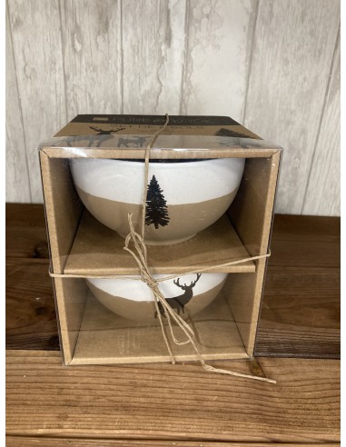 Set de 2 bols motifs cerf et sapins