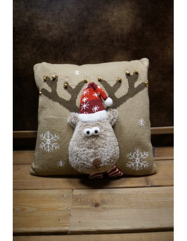 Coussin Élan Noël beige