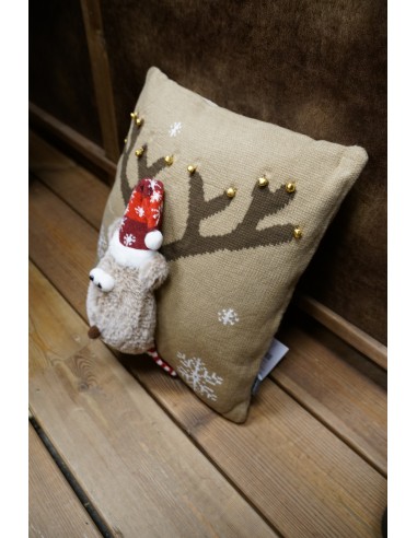 Coussin Élan Noël beige